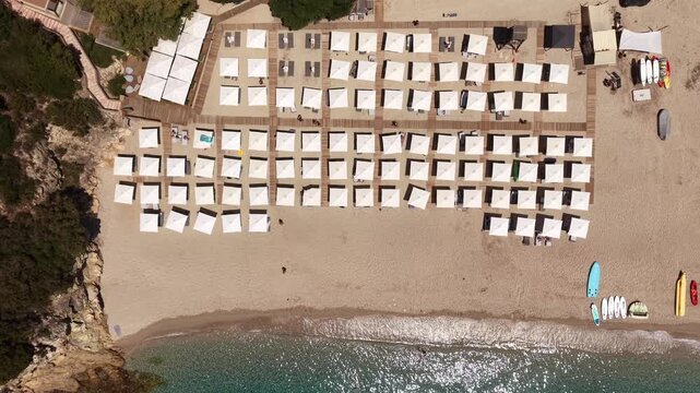 Top Down Aerial View of Karavostasi Beach in Epirus Greece
