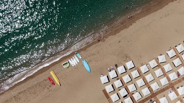 Top Down Aerial View of Karavostasi Beach in Epirus Greece