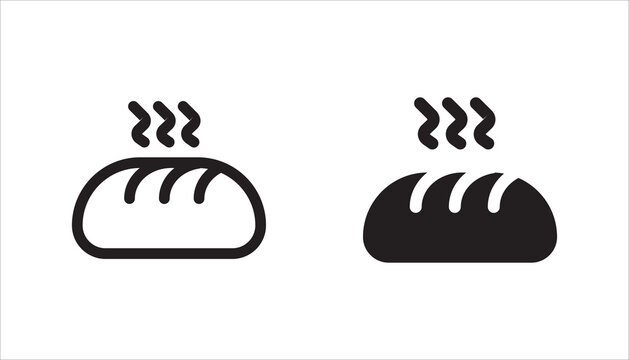 Fresh bread loaf icon set,  collection in outline and solid styles. Ideal for bakery, food, breakfast, baking, grocery, wheat products, and restaurant menus.