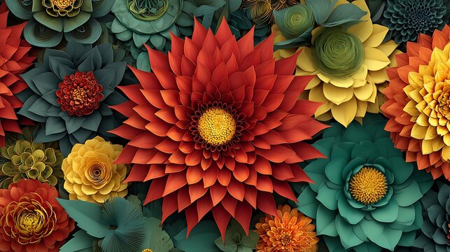 Red and yellow autumn leaves with acorns and pinecones on orange background