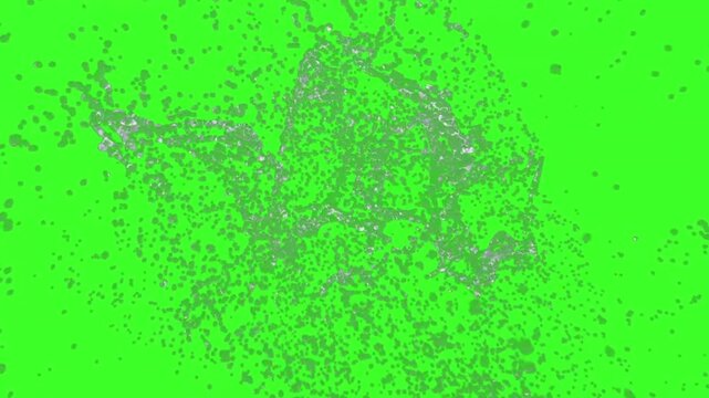 Green screen splash scattered water droplets chroma key animation effect