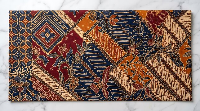 Traditional indonesian batik fabric with intricate floral motifs