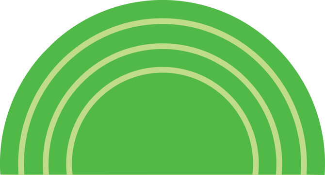Isolated lime green semi-circle with internal concentric arcs, ideal for modern geometric patterns, minimalist branding, and abstract design elements