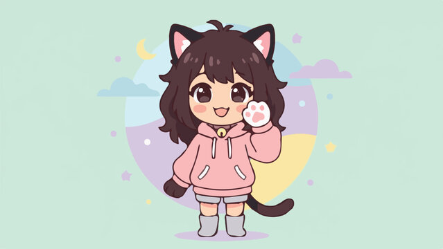 Girl wearing cat ears and hoodie smiles at night sky
