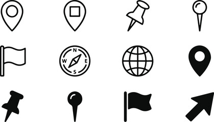 Icon sat collection navigation location pinpoint icons for maps gps travel geographic applications © 2h.designer07