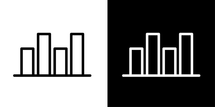 Simple bar chart icon with varying height columns, for basic statistics, comparison data, and analytics summary apps