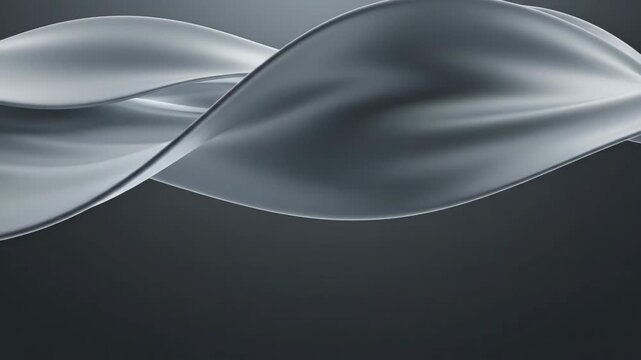 Elegant Abstract Metallic Silver Waves Flowing Smoothly on a Dark Background for Sophisticated Digital Presentations and Modern Graphic Design Projects