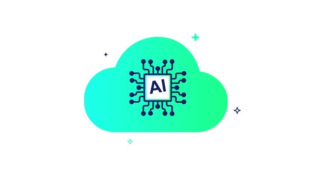 Cloud computing and artificial intelligence concept with ai circuit board on white background doodle animated 4k stock video