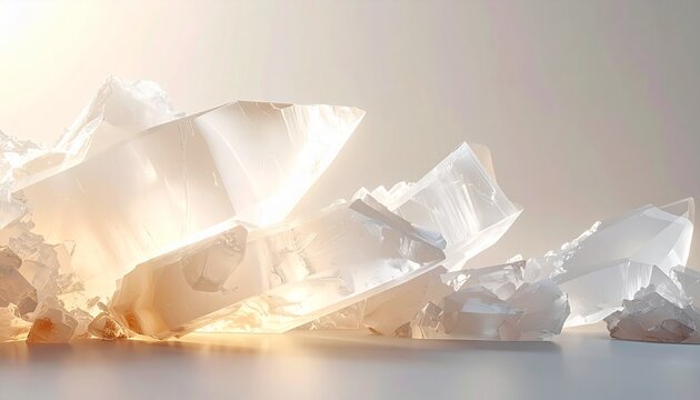 Layered translucent calcite sheets creating elegant abstract backdrop. Minimalist luxury texture for high-end design and branding visuals.