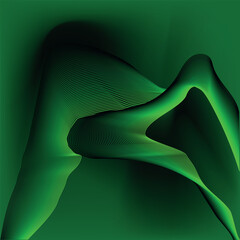 Abstract vibrant green fluid gradient background with dynamic blended line waves © SarifinJahan