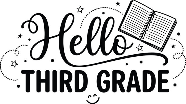 Hello Third Grade SVG Back to School Typography Vector
