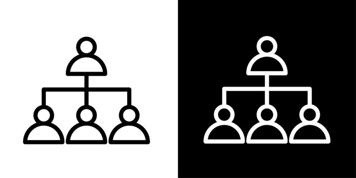 Organization chart icon with people hierarchy, for team structure, company management, and HR org apps