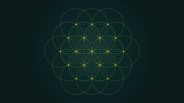 Sacred Geometry Flower of Life Metatron Cube Mandala Background