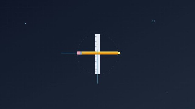 Architect Blueprint Pencil And Ruler Motion Graphic
