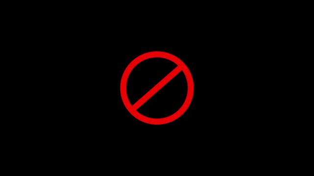 Ban and block icon animation for restriction and prohibited access concept Not allowed animation.