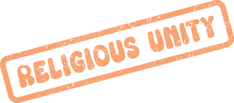 An orange textured rubber stamp conveying the powerful message of religious unity and togetherness