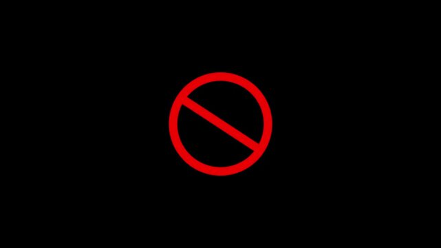 Ban and block icon animation for restriction and prohibited access concept Not allowed animation.