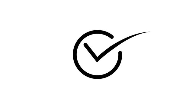 Tick mark icon animation on isolated black background. Check mark icon animation. right check mark icon transparent background. isolated tick mark or confirm icon animation. 