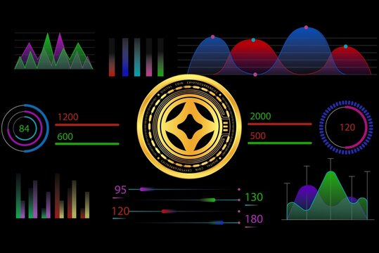 stargate finance-stg virtual currency images on digital background. 3d illustrations.