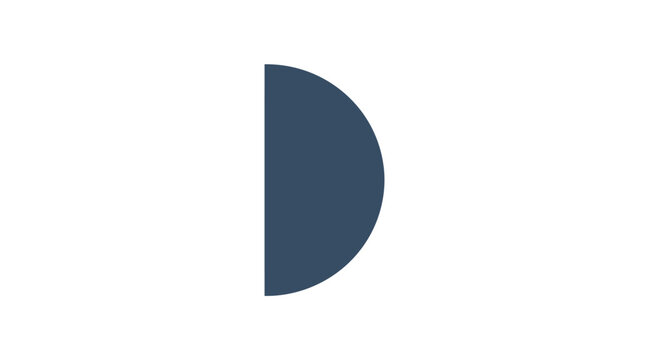 A dark blue half-circle shape is prominently displayed on a white background in 6a774b70 scene.