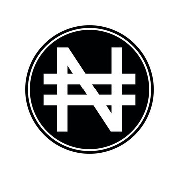 Black circular emblem with Nigerian naira currency symbol inside circle