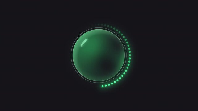 Downloading process green animated loading state on dark background. Transaction security circle progress bar and AI voice assistant animation. Round display HD video with alpha channel