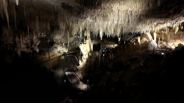 Stunning Stalactites and Stalagmites in Lake Cave Limestone Cavern, Margaret River Region, Western Australia