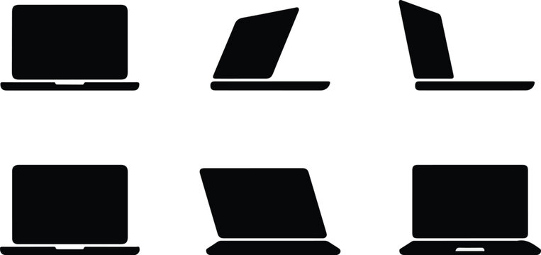 Icon sat collection versatile laptop silhouettes for modern design 6 black vector icons