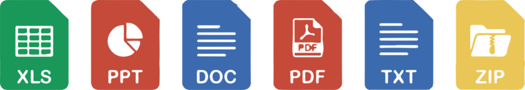 Icon sat collection essential file format icons xls ppt doc pdf txt zip for digital documents