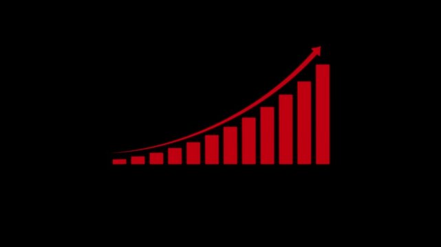 Abstract motion blur financial stock chart red candlesticks upward trend black background