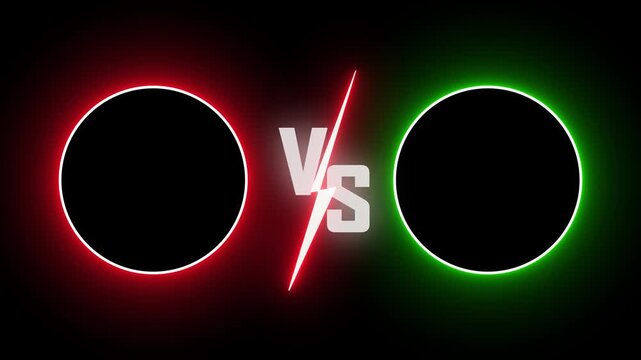nice round circle VS versus bars neon circle photo frame shape in dark background 4k video template design