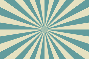 Sun ray circus. Sun rays retro background. Radial vintage burst. Soft light stripe. Sunburst pattern. Beams line. Striped aging effect texture. Old poster. Starburst strips bg. Vector illustration © Omeris
