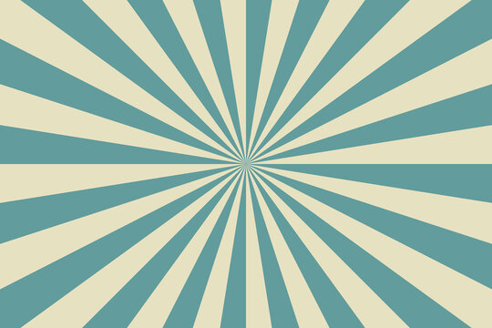 Sun ray circus. Sun rays retro background. Radial vintage burst. Soft light stripe. Sunburst pattern. Beams line. Striped aging effect texture. Old poster. Starburst strips bg. Vector illustration