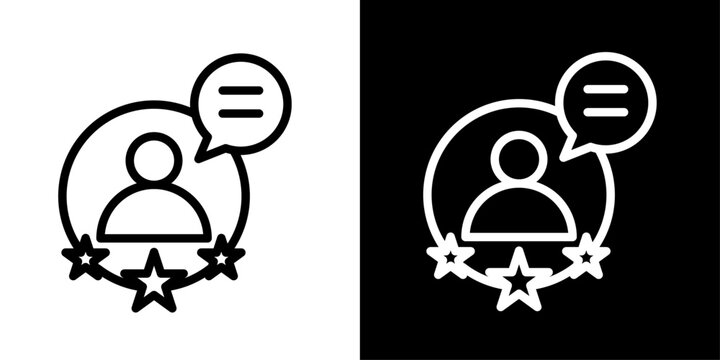 Line style customer feedback badge icon, ideal for reviews, testimonials, and rating apps.