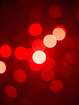 Abstract Red Bokeh Background with Glowing Soft Circles of Light, Festive Holiday Texture for Graphic Design, Romantic Valentine Concept, Vibrant Deep Crimson Out of Focus Backdrop