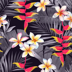 Tropical pattern. Paradise plants and flowers. Hawaiian pattern. Exotic, tropical. Delicate soft colors. © Alaska_artworks