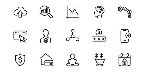 Fototapeta premium Modern Business Technology and Digital Marketing Icon Set