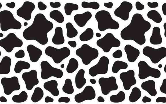 Seamless black and white cow print pattern for farmhouse decor and western themed design projects