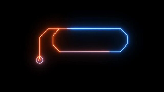 Neon callout box highlights target information fields with orange details. Cyberpunk application menus gain clear focal markers from this vector asset. The neon callout box loops.