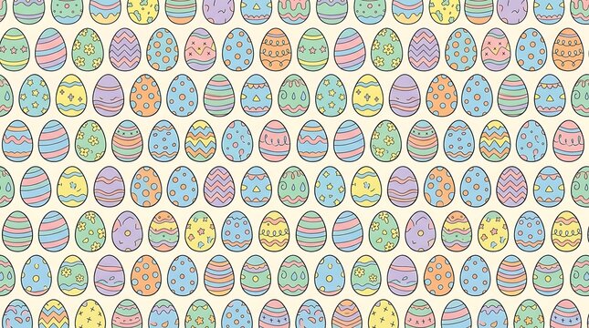 Seamless pattern of colorful hand drawn decorative easter eggs