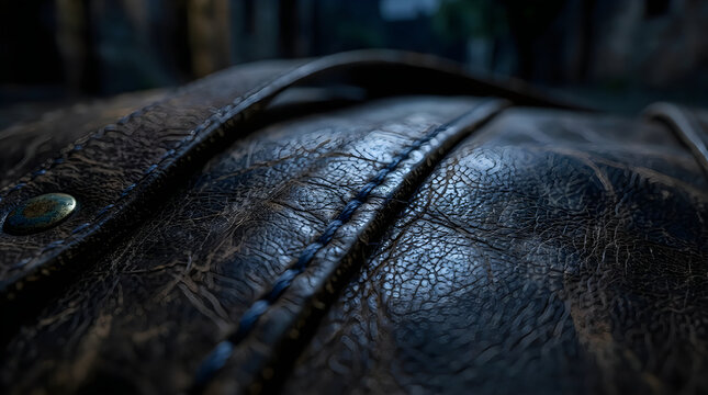 Close-up of a dark textured surface with blue and purple reflective light patterns