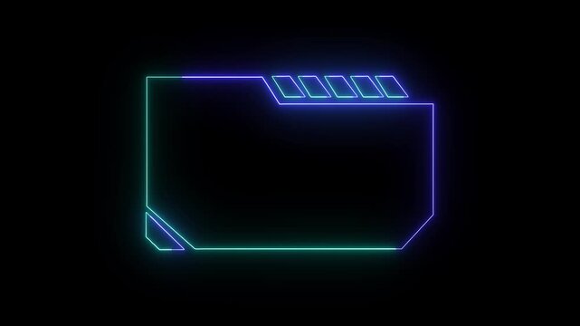 Neon folder icon graphics glow brightly with modern teal and purple edges. Secure database indexing is symbolized beautifully by this bright digital file. The neon folder icon pulses.