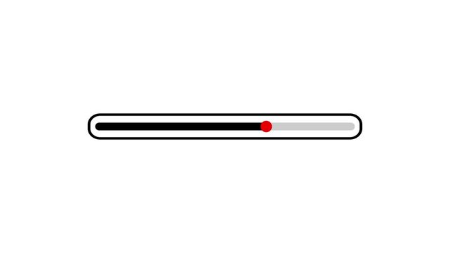 Red progress bar sliders slide effortlessly along a minimal white tracker. System audio parameters respond immediately to this line controller icon. The red progress bar works.