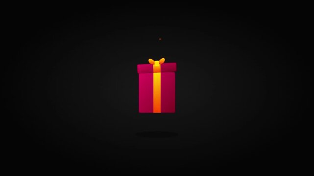 bouncing gift box surprise icon vector animation black