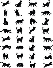Black cat silhouettes bundle in various poses © Md. Emran Sikder