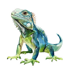 Fototapeta premium Iguana, clipart watercolor vector with gentle, isolated on a white background.