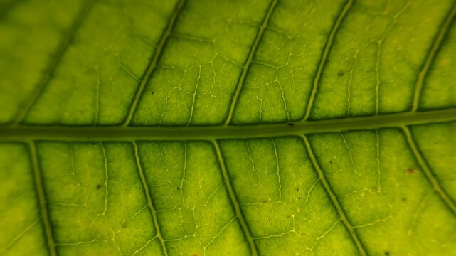 extreme macro surface detail of a fresh green mango leaf