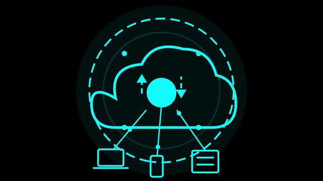 Dynamic cloud computing infrastructure enabling seamless data synchronization and efficient information exchange across various digital devices, crucial for modern network solutions