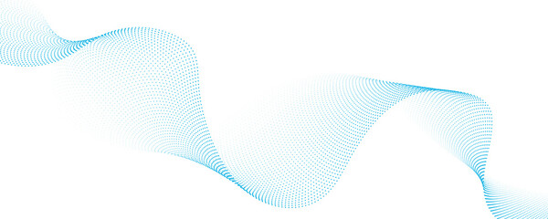 Fototapeta premium Abstract Blue Dotted Wave Background with Flowing Particle Mesh on White