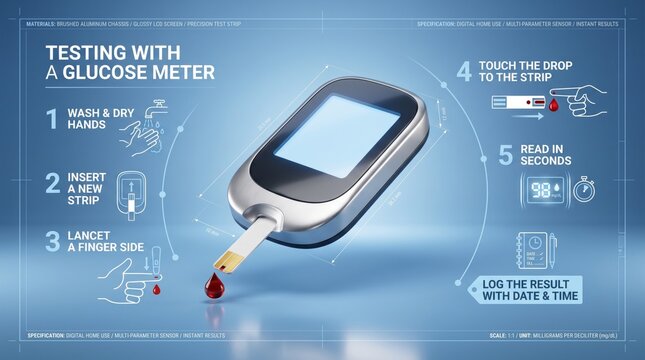 Testing with a home glucose meter infographic